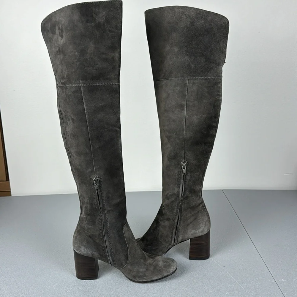 Frye Claude Over The Knee Boot in Smoke. Suede Finish. Size 7.